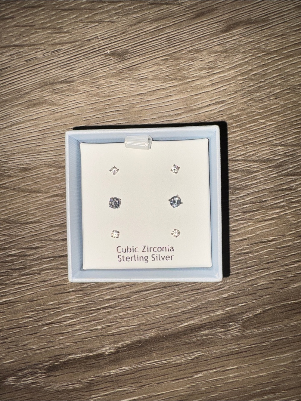 Sterling Silver Cubic Zirconia Stud Earring Trio - White
